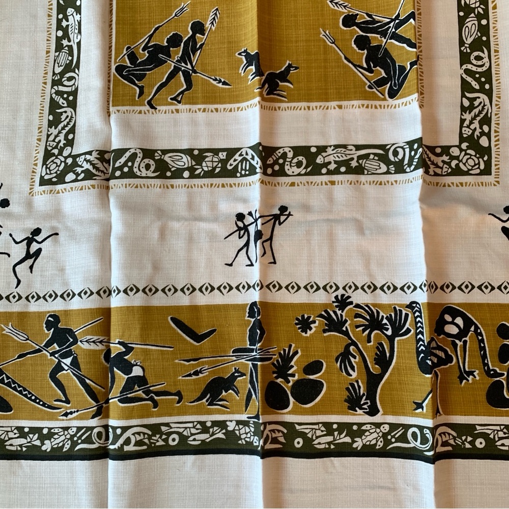 Vintage Tablecloth Australia Aboriginal Tribal Kangaroo